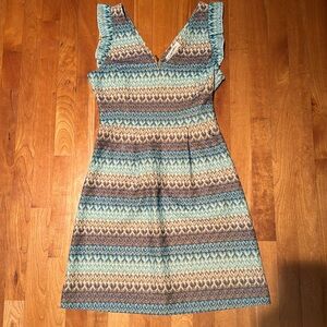 Anthropologie Tabitha Teahouse Dress Blue Ruffle Sleeve Pockets Women 4